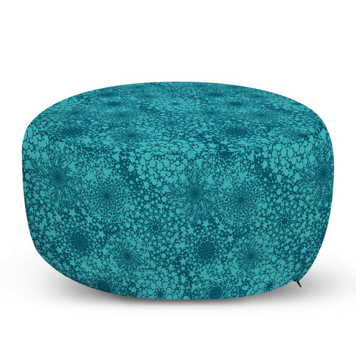 Lunarable Teal and Turquoise Pouf Cover with Zipper, Geometric Abstract Composition with Different Shapes Theme, Soft Decorative Fabric Unstuffed Case, 30" W X 17.3" L, Turquoise Teal