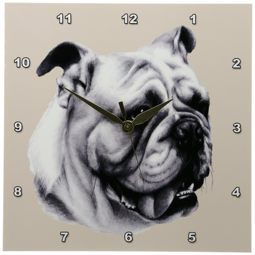 3dRose LLC Bulldog Portrait Wall Clock, 10 by 10-Inch