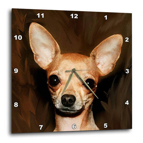3dRose LLC Chihuahua Portrait 10 by 10-Inch Wall Clock