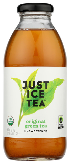 Just Ice Tea Ready To Drink Original Green Tea Unsweetened, Contains Caffeine, Fair Trade, Kosher, USDA Certified Organic, 16 Fluid Ounce (Pack of 12)