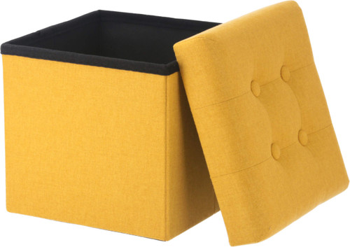????(Fujiboeki) Fuji Boeki 86851 Dino Mini Folding Storage Stool, W x D x H 11.8 x H 11.8 inches (30 x 30 x 30 cm), Yellow, Ottoman, Storage Box, Load Capacity 176.4 lbs (80
