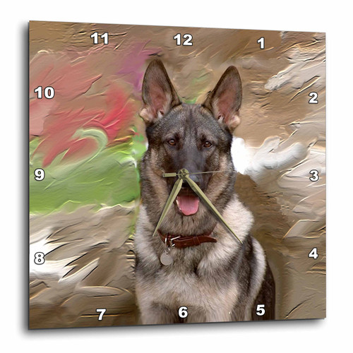 3drose German Shepherd Wall Clock, 10 by 10-Inch