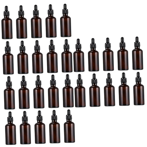 FRCOLOR 30 Pcs Glass Essential Oil Bottle Amber Glass Bottle Makeup Containers Bottle Lab Dropper Bottles Empty Ear Drop Bottle Pipette Bottle Cosmetic Sample Container Vial Liquid Travel