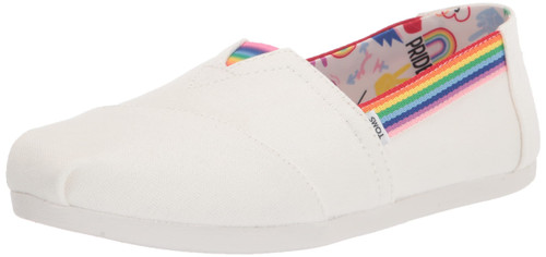 TOMS Women's Alpargata 3.0 Loafer Flat, White Canvas/Rainbow, 8.5