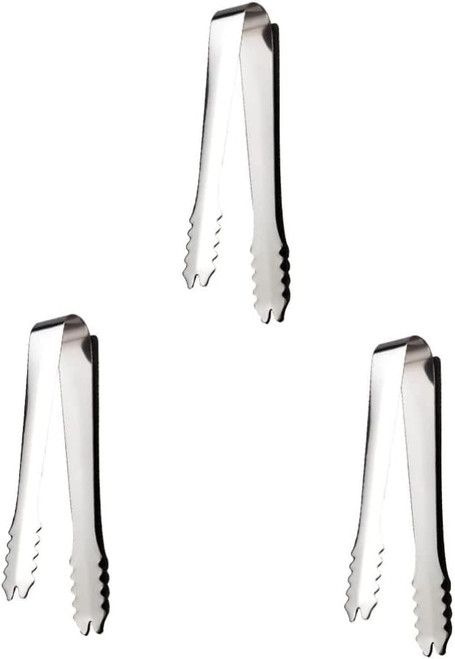 Bread Clip Stainless Steel Ice Cube Tongs: Silicone Kitchen Tongs Serving Tongs BBQ Cooking Grilling Locking Food Tongs Food Clip Sugar Tongs 3pcs Small Kitchen Tongs tongs