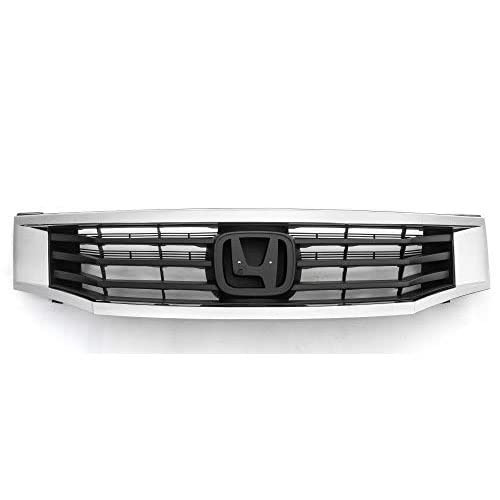 Front Hood Bumper Grille Upper Grill Compatible with Honda Accord 4DR 2008-2010 Black with Chrome Molding