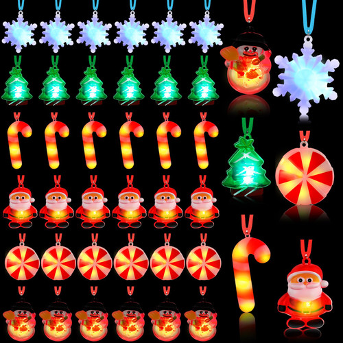 Sumind 36 Pcs Light-Up Christmas Bulb Necklaces Xmas LED Necklaces Santa Claus Christmas Lights Necklace Party Favours Christmas Tree Snowman Snowflake Candy Decorations Sumind 36 Pcs Light-Up Christmas Bulb Necklaces Xmas LED Necklaces Santa Claus Christmas Lights Necklace Party Favours Christmas Tree Snowman Snowflake Candy Decorations