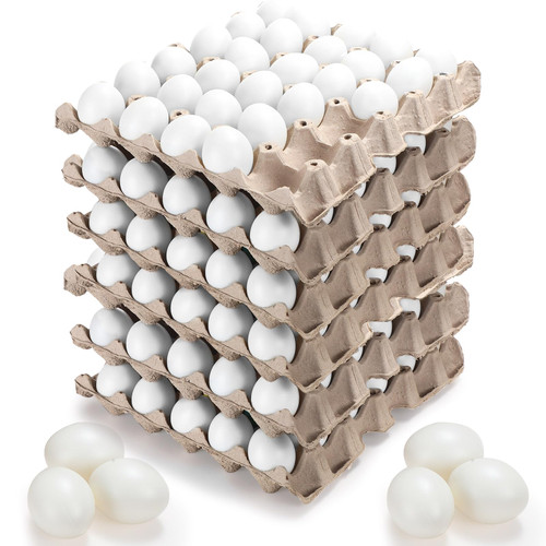 Seematn 180 Pcs White Plastic Eggs Paintable Easter Eggs, Fake Eggs Plastic Eggs for Crafts with Paper Egg Trays for DIY, Crafts, Easter Party Favors, Easter Hunts, Basket Fillers