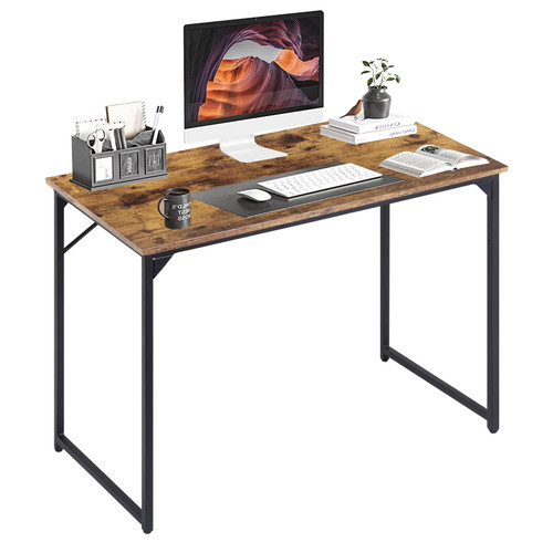 BLKMTY 39" Computer Desk Writing Study Table Modern Wood Gaming Desk Simple Style Desk for Home Office Table Desk Fashion Tables for Room with Metal Frame Workstation for Small Space, Brown