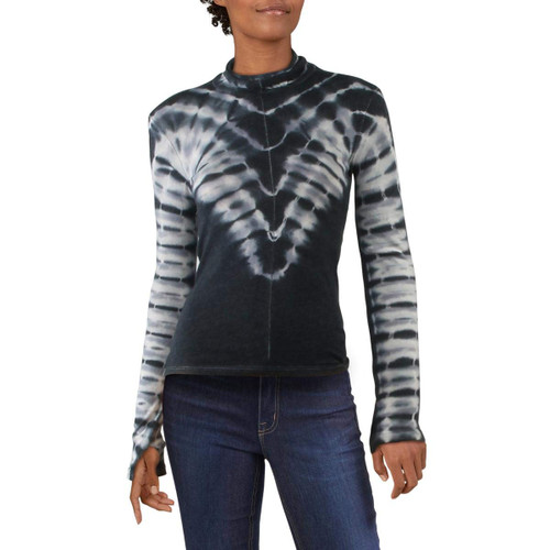 Free People Psychedelic Turtleneck Top Black Combo LG (Women's 12-14)
