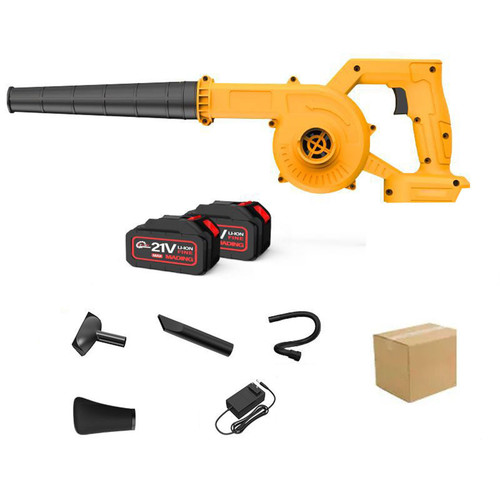 Electric Leaf Blower Cordless, 2-in-1 Electric Handheld Leaf Blower and Vacuum Cleaner, Battery Leaf Blower with Battery and Charger for Lawn Care Blowing Leaf, Snow, Dusting (Yellow-1)