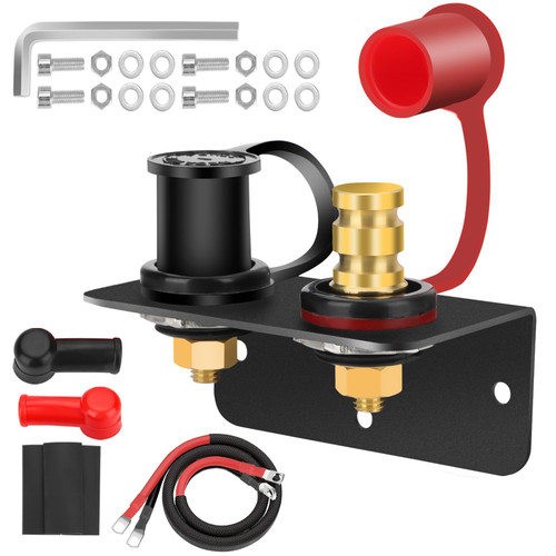 Linkstyle Battery Jump Post with Heavy Duty Mounting Bracket and 4AWG Cable,Remote Battery Terminals 3/8" Stud Waterproof Battery Charging Posts Relocation Kit for UTV ATV Car Trucks RV Tractor Boat