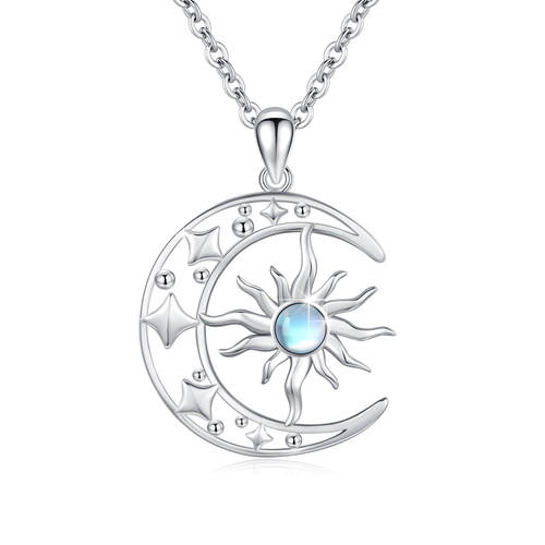 CUOKA MIRACLE Sun and Moon Necklace 925 Sterling Silver Crescent Moon Star Sun Pendant with Moonstone Crescent Exquisite Jewelry Gifts for Women Girls CUOKA MIRACLE Sun and Moon Necklace 925 Sterling Silver Crescent Moon Star Sun Pendant with Moonstone Crescent Exquisite Jewelry Gifts for Women Girls
