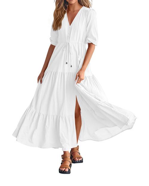 BTFBM Formal Wedding Guest Dresses for Women Summer Dresses Short Sleeve V Neck Maxi Dresses (Solid Beige White,Medium) BTFBM Formal Wedding Guest Dresses for Women Summer Dresses Short Sleeve V Neck Maxi Dresses (Solid Beige White,Medium)