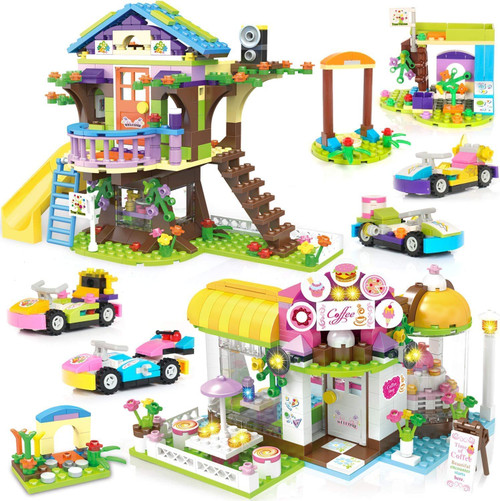 EP EXERCISE N PLAY Friends Tree House Creative Building Toy House Set for Girls 6-12, Treehouse Cafe House Friends Building Block Kit