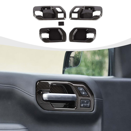 RAZPOY Inner Door Handle Bowl Cover Trim Compatible with 2019-2022 Chevrolet Chevy Silverado 1500 2500 3500 & 2019-2022 GMC-Sierra, Carbon Fiber RAZPOY Inner Door Handle Bowl Cover Trim Compatible with 2019-2022 Chevrolet Chevy Silverado 1500 2500 3500 & 2019-2022 GMC-Sierra, Carbon Fiber