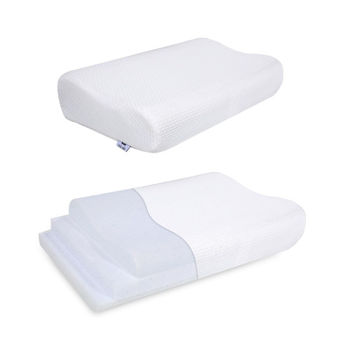 SUQ I OME Slim Sleeper-Gel Thin Memory Foam Pillow for Sleeping,Low Contour & Cervical Profile,for Neck Pain, Stomacher Sleeper 23 x 13.7X 3.9/4.7 inches