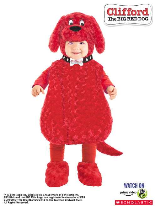 Underwraps Toddler's Clifford The Big Red Dog Costume Belly Babies, Large (2-4T)