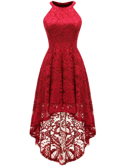 Dressystar Women's Halter Floral Lace Cocktail Party Dress Hi-Lo Bridesmaid Dress 0028 Red XL Dressystar Women's Halter Floral Lace Cocktail Party Dress Hi-Lo Bridesmaid Dress 0028 Red XL