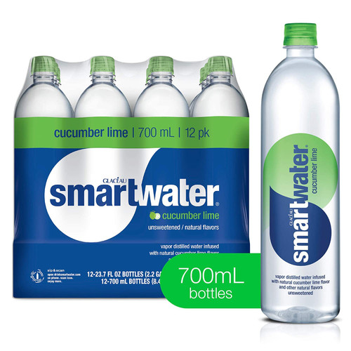 Smartwater Flavored Drinking Water - Cucumber Lime | Vapor Distilled Water, Natural Flavors, Zero Sugar, Electrolytes. 23.7 Fl Oz Bottles | Pack of 12 Smartwater Flavored Drinking Water - Cucumber Lime | Vapor Distilled Water, Natural Flavors, Zero Sugar, Electrolytes. 23.7 Fl Oz Bottles | Pack of 12