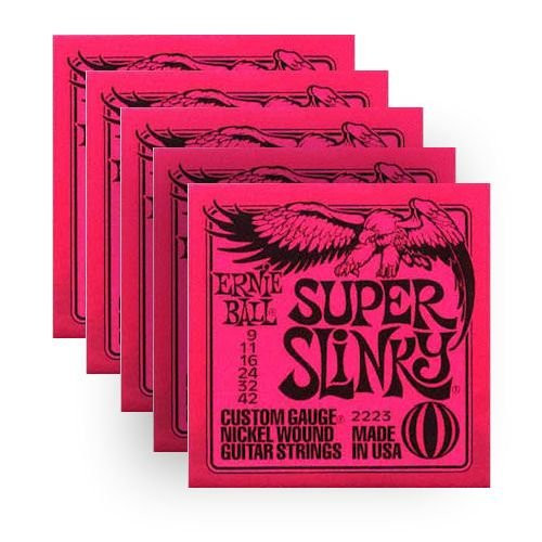 Ernie Ball 2223 Nickel Super Slinky Custom Gauge Electric Guitar Strings - 5 Pack