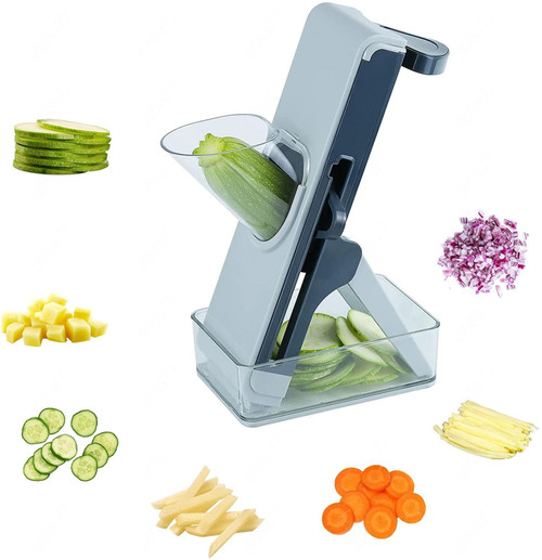 Chopper Vegetable Cutter, for Potatoes,Vegetable,Meat,Onions Vegetable Cutter Mandoline, Safe Slicer with Container, Thickness Adjuster Multi Blades