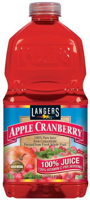 Langers 100% Juice with Vitamin C, Apple Cranberry, 64 Ounce (Pack of 8)