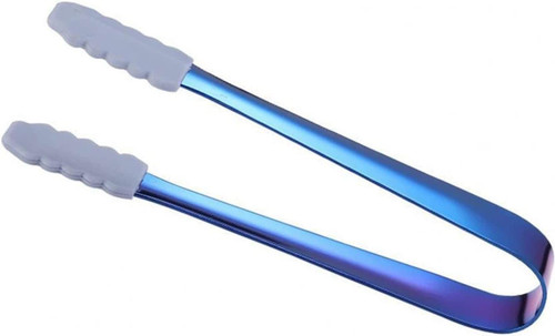 HEIMP Kitchen Tongs Stainless Steel Ice Cube Sugar Tongs Silicone Anti-Slip Food Serving Clip Clamp Ice Cube Clamps