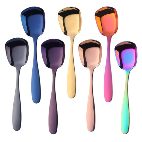Kitchen Spoons Large capacity household watermelon spoon stainless steel long handle ice cream dessert spoon oatmeal breakfast spoon Spoons Silverware (Size : M)