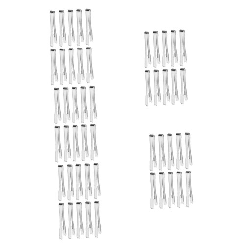 Zerodeko 50 Pcs Stainless Steel Ice Clip Ice Cube Metal Food Tongs Food Tong for Restaurant Bbq Grill Tongs Buffet Tongs Buffet Serving Tong Oven Tong Ice Tongs Major Ice Bucket Holder