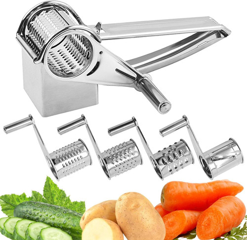 Rotary Cheese Grater, Stainless Steel Cheese Grater with Handle, Food Shredder Rotary Graters, Multifunctional Cheese Shredder for Vegetables, Nuts and Chocolate/693 (Color : Suit)