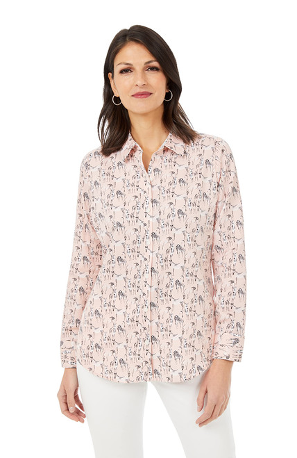Foxcroft Women's Plus Size Davis Long Sleeve Soft Zebra Blouse, Pink Champagne