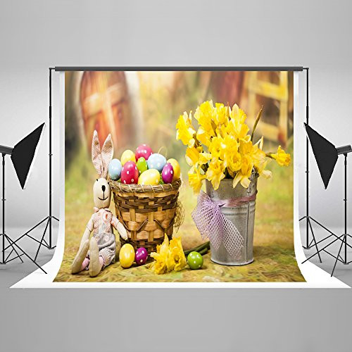 Kate 7x5ft Easter Photography Backdrops Colorful Eggs Yellow Flower Photography Background for Children Photo Studio Prop 220x150cm