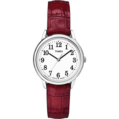 Timex Women's TW2P68700 Easy Reader Red Croco Pattern Leather Strap Watch