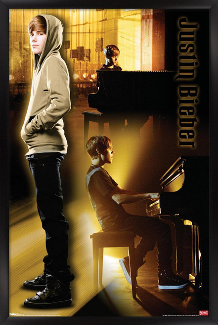 Trends International Justin Bieber - Piano Wall Poster, 14.725" x 22.375", Black Framed Version