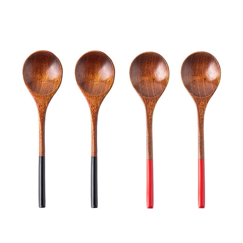Dessert Spoons 4 Pcs Creative Japanese Style Wooden Spoon Teaspoons Handmade Wood Iced Tea Spoons Small Stirring Spoon Espresso Mixing Spoons Coffee Spoons (Color : A)