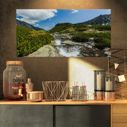 Design Art PT9863-32-16 Alpine Stream in High Mountains-Landscape Art Print Canvas-32X16, 32x16 Design Art PT9863-32-16 Alpine Stream in High Mountains-Landscape Art Print Canvas-32X16, 32x16