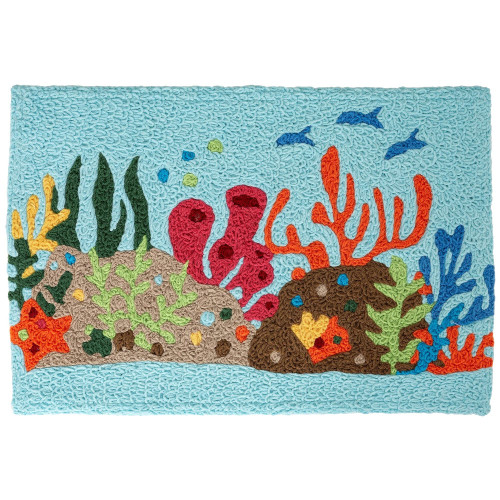 Ocean Life Jellybean Accent Rug with Coral Reef Rug 20"x30" Doormat
