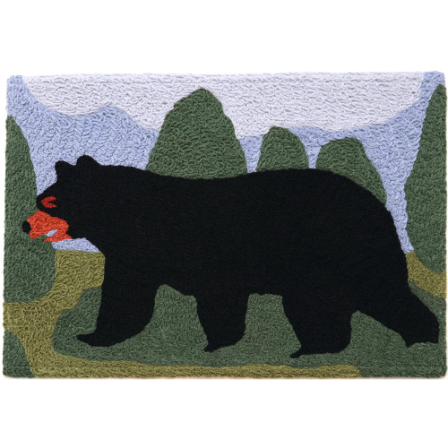Jellybean Brown Bear in Mountains Accent Washable Rug 20" x 30" Doormat