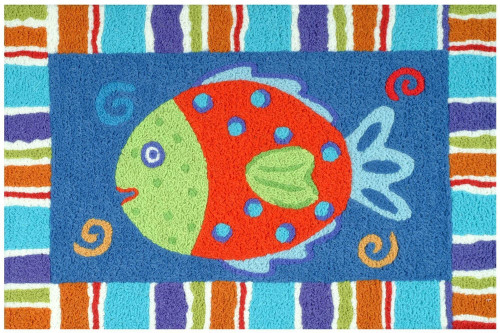 Tropical Reef Smiling Fish JellyBean Accent Rug