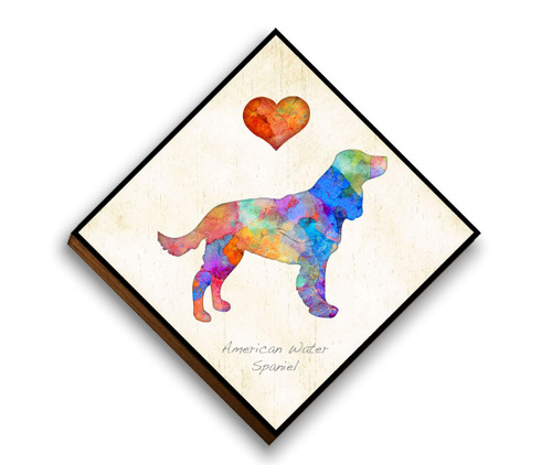 American Water Spaniel Diamond Shaped Mounted Dog Art Print by Dan Morris