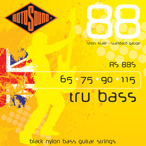 Rotosound RS88S Black Nylon Flatwound Short Bass Guitar Strings (65 75 90 115)
