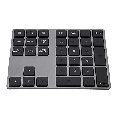 Tangxi Aluminum aAlloy Wireless Bluetooth Numeric Keypad, 34 Keys Wireless Number Pad,Durable Portable Numpad Keyboard for Laptop, Notebook, Tablets, Windows, Smartphones, Surface Pro, Black
