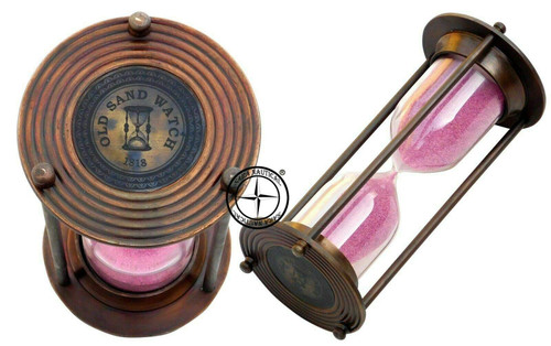 Maritime Brass Nautical Vintage Hourglass Antique Sand Timer~Desk Accessory Gift