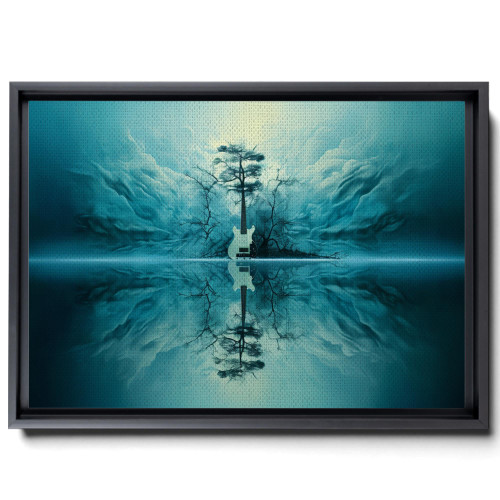 Guitar Tree Island Canvas Print, Music Wall Art, Guitar Prints and Artwork, Music Themed Decor for Bedroom and Living Room, Canvas Prints, Watercolor, Print