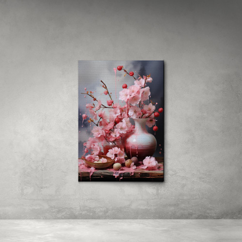 Japanese Cherry Blossom Water Sunset Print, Watercolor Ink Print, Zen Wall Art Print, Cherry Art Print, Cherry Art, Wall Art, Art Decor