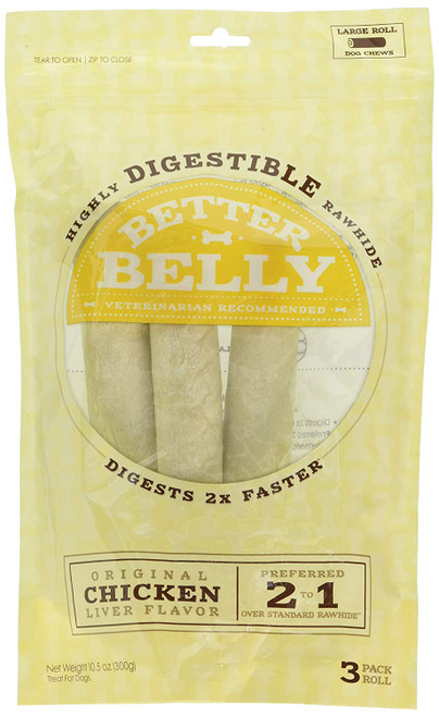Better Belly Chicken Liver Rawhide Rolls Large Dog Chews