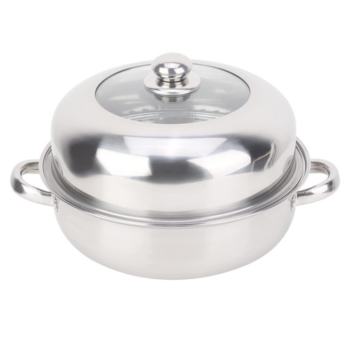 Steamer Pot Steamer Cookware, 28cm/11inch Stainless Steel Single Layer Steam Pots with Lid Hotpot Food Steamer Pot Household Cooking Tools