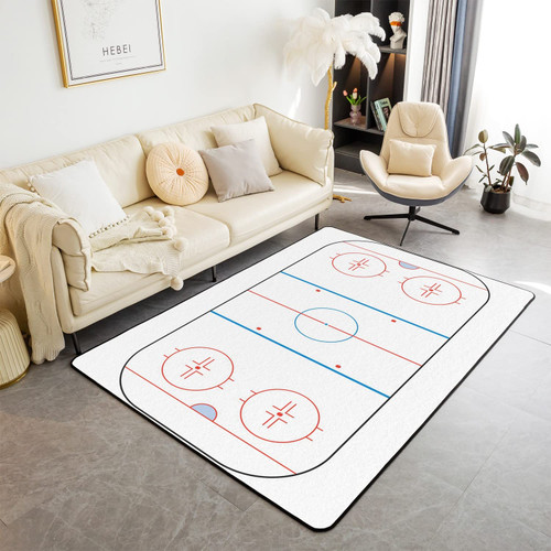 Erosebridal Hockey Area Rug for Bedroom Bedside, Ice Puck Hockey Rink Living Room Rugs for Boys Kids Teens, Winter Sport Game Area Rugs Non Slip, Red Blue Stripes Decor Washable Accent Rug Set, 3x5 Erosebridal Hockey Area Rug for Bedroom Bedside, Ice Puck Hockey Rink Living Room Rugs for Boys Kids Teens, Winter Sport Game Area Rugs Non Slip, Red Blue Stripes Decor Washable Accent Rug Set, 3x5
