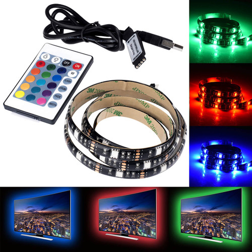 LED TV Backlight,SMY USB LED Strip Light RGB 3.28Ft(100cm) Waterproof IP65 Multi-Colour 30LED with 5v USB Cable & Remote Controller for TV/PC/Laptop Background Lighting (3.28Ft)